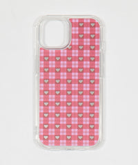 チェックミラーiphoneケース（ピンク）