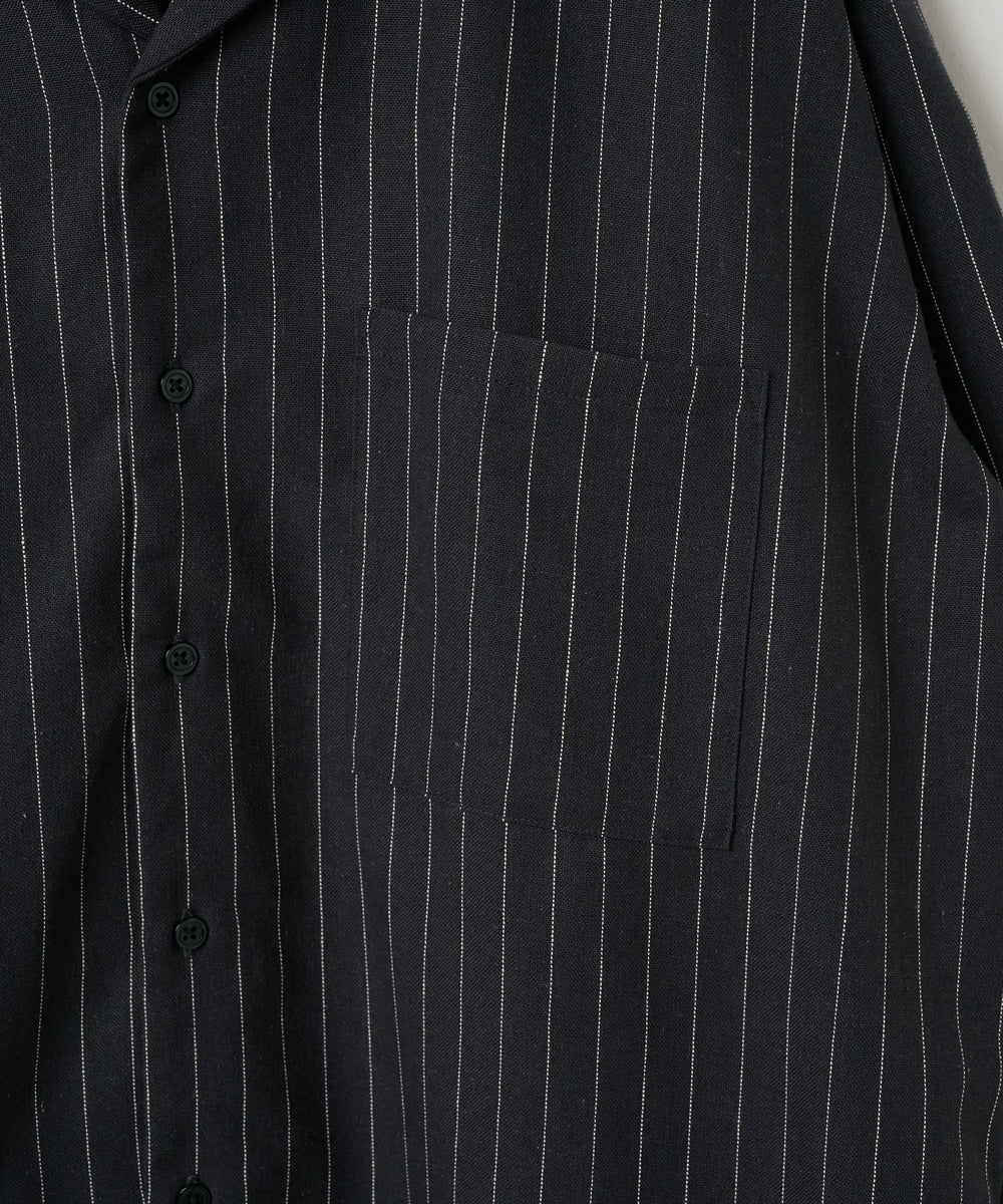 リネンレーヨンオープンカラーシャツ（S）