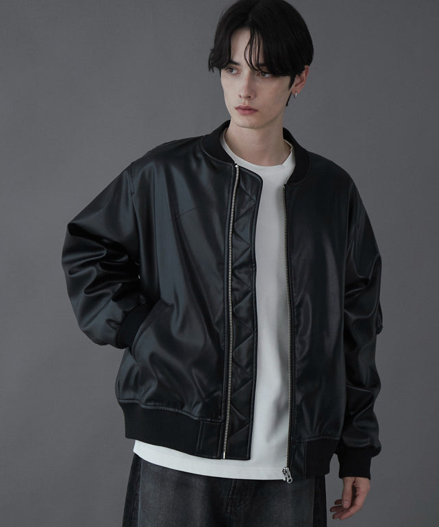 合皮MA－1/ブラック モデル：180cm L着用