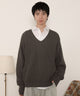 エルボーパッチVネックプルオーバー/グレー モデル：180cm L着用