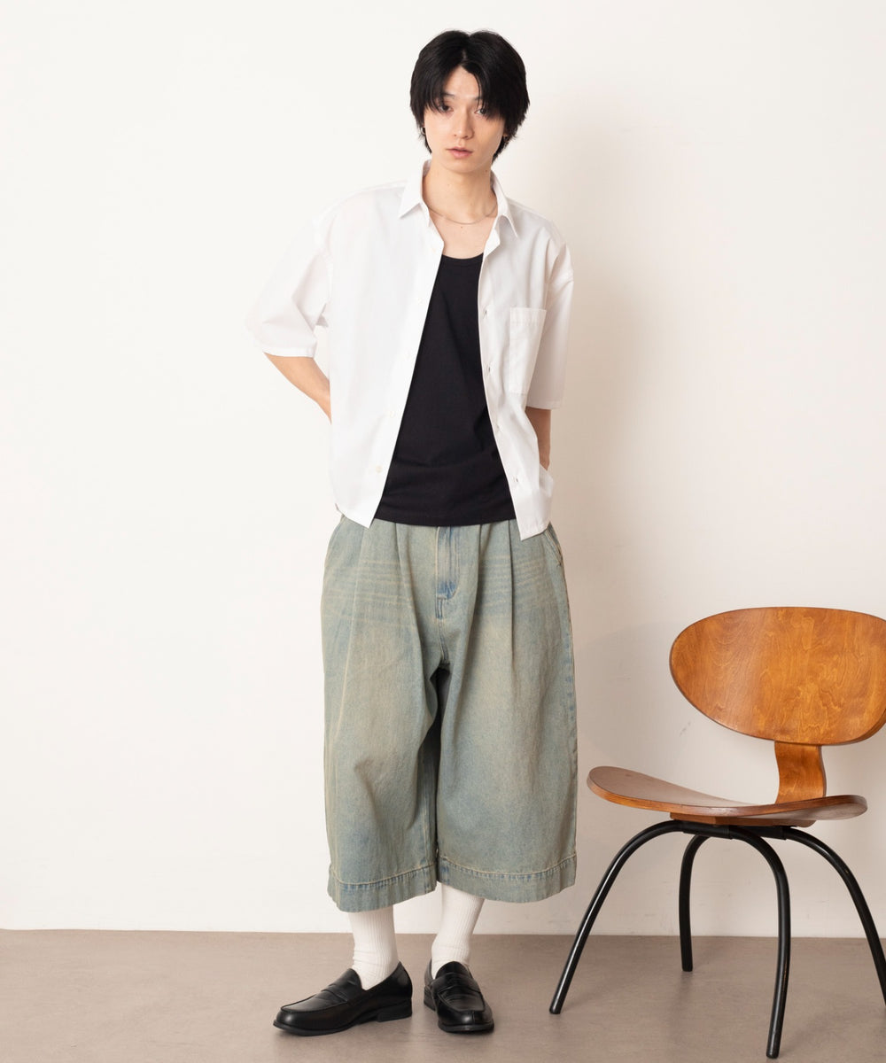 デニム淡加工 モデル：180cm L着用