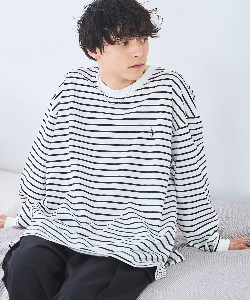 ホワイト系ボーダー モデル：175cm L着用