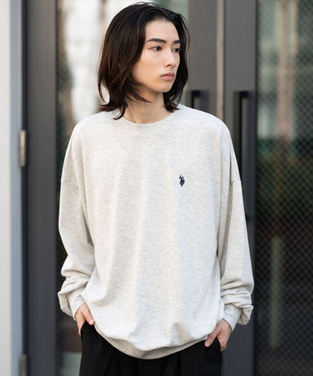 別注USPOLOワンポイントPO/杢グレー モデル：180cm L着用