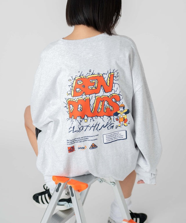別注BENDAVISグラフィックT（LS）/アッシュグレー　モデル：168㎝　L着用