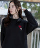別注BENDAVISハートワンポイント刺繍T（LS）/ブラック　モデル：163cm L着用