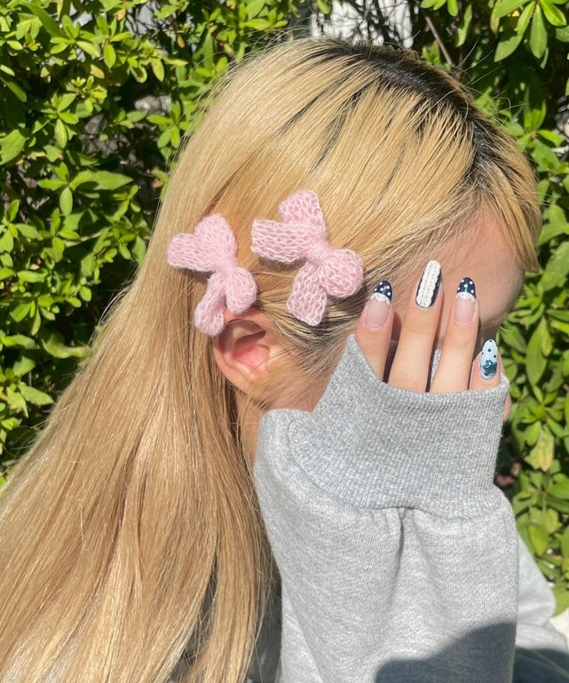 L2Pニットリボンミニクリップ/Lピンク