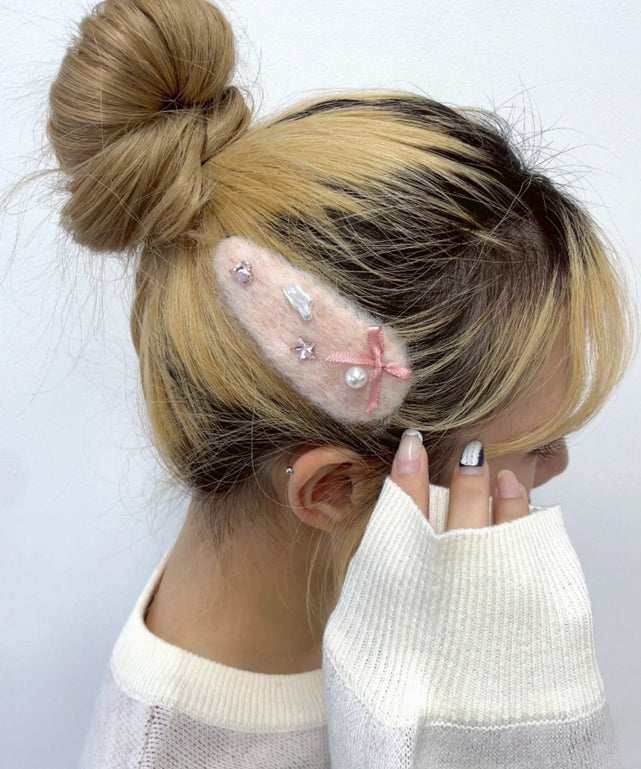 Lパーツファーヘアピン/Lピンク