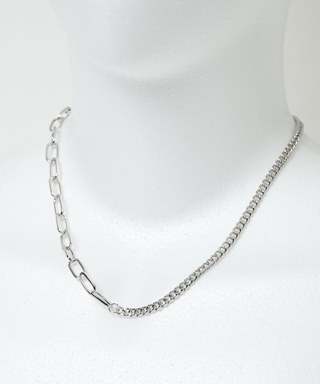 Lミックスチェーンネックレス/シルバー