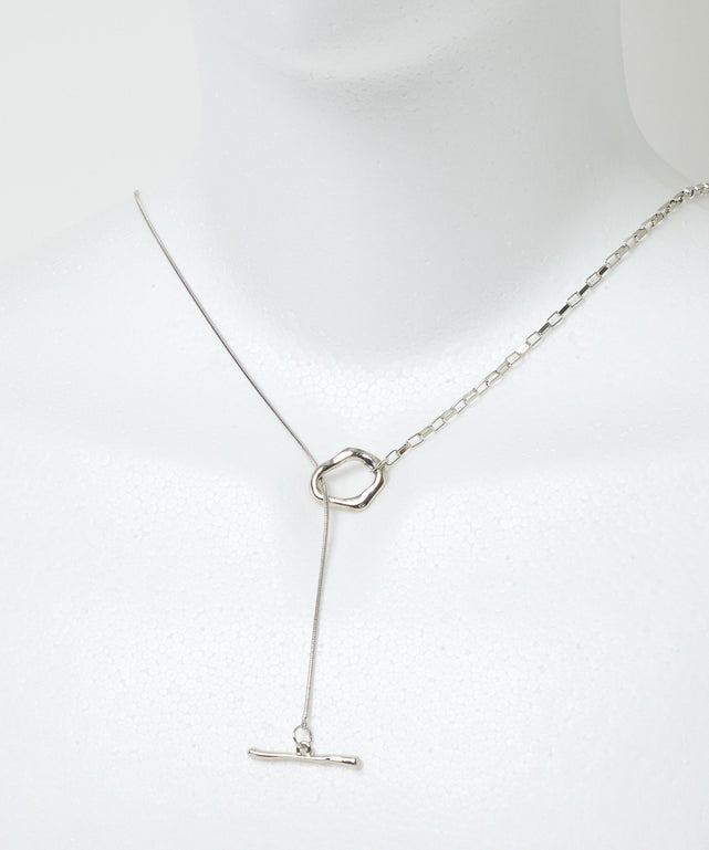 Lロングタイネックレス/シルバー