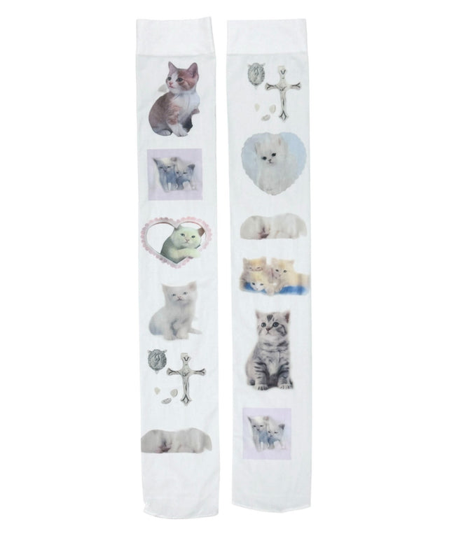 catプリントニーハイソックス(23-25cm)/柄１