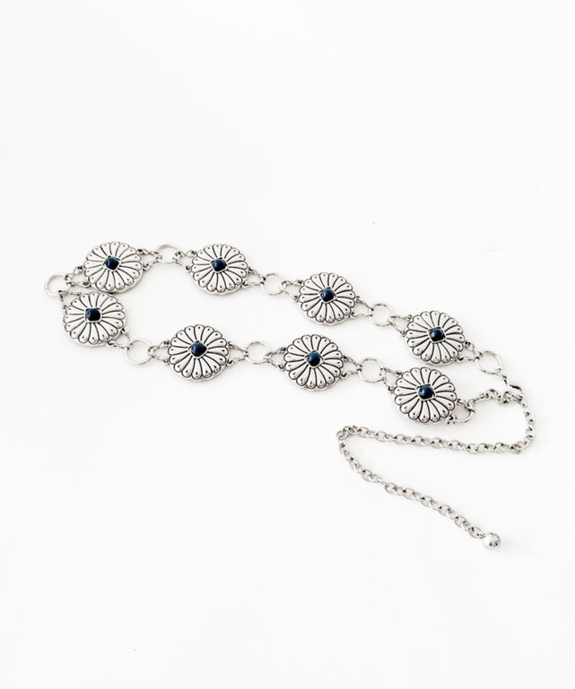 Lストーンフラワーコンチョベルト/シルバー