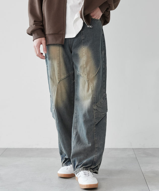 デニム淡加工 モデル：180cm L着用