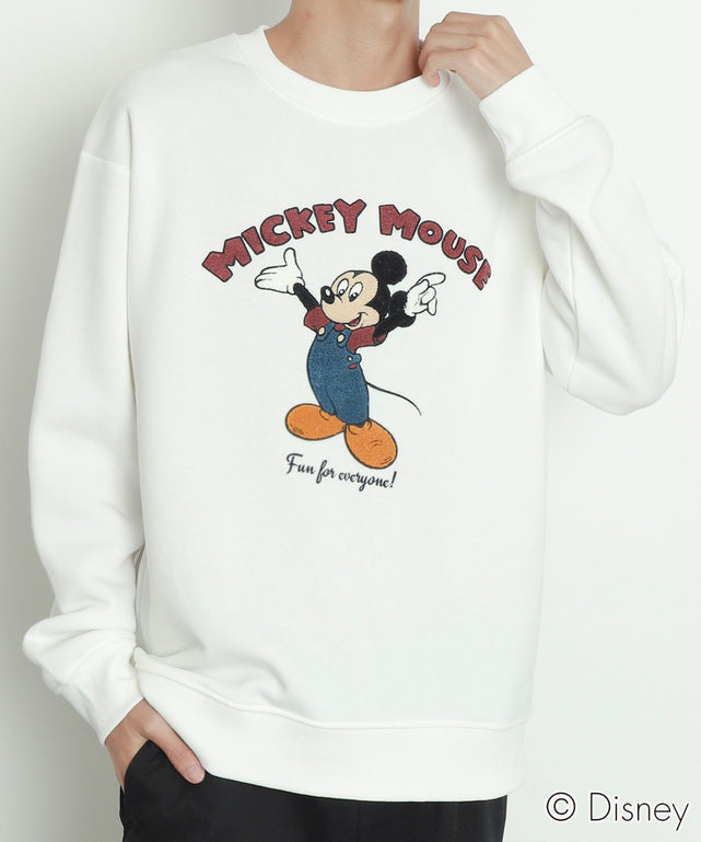 MICKEYサガラ刺繍スウェット/オフホワイト モデル：175cm L着用