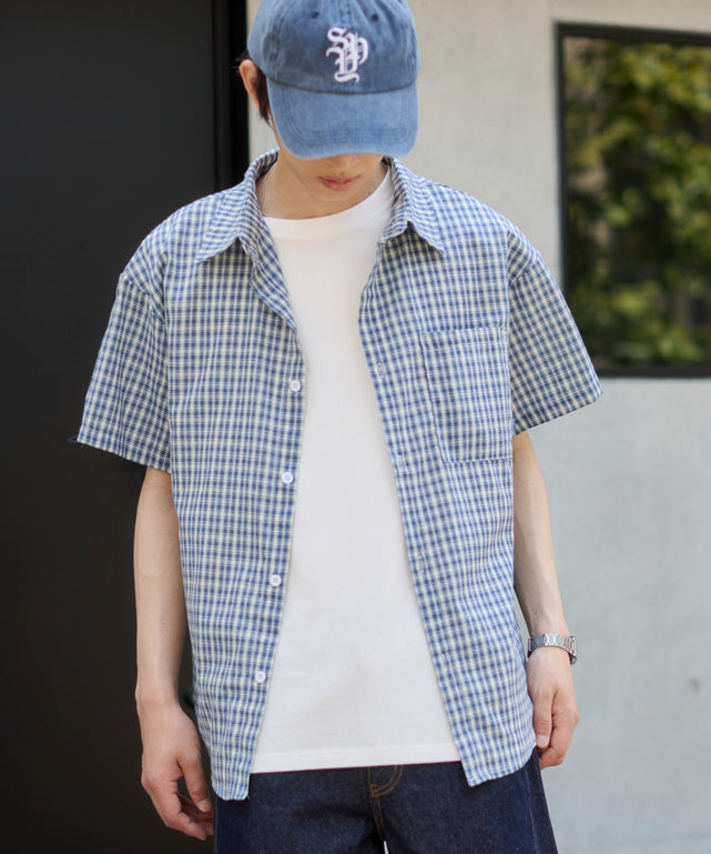 ブルーチェック1 モデル：181cm L着用