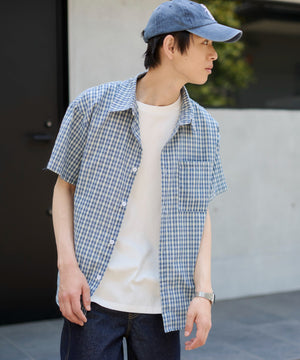 ブルーチェック1 モデル：181cm L着用