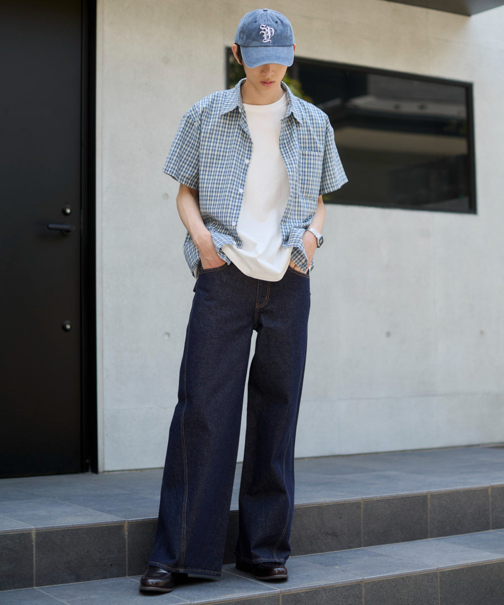 ブルーチェック1 モデル：181cm L着用