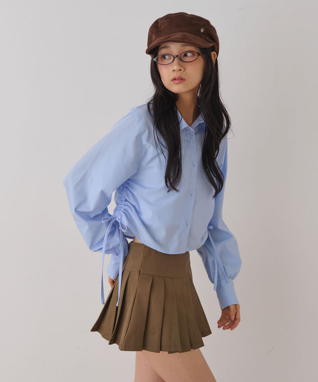 サイドドロスト長袖シャツ/サックス / 166cm