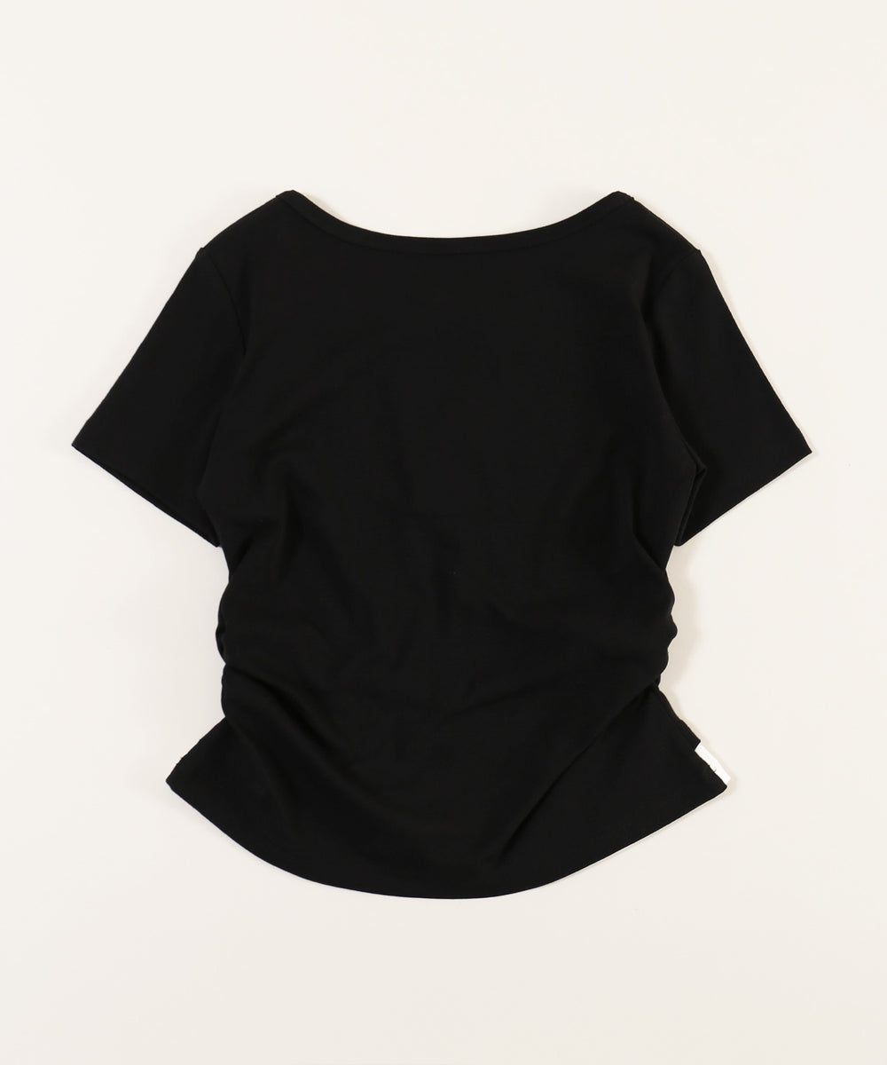 レースネックレイヤードTシャツ