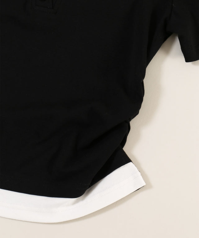 レースネックレイヤードTシャツ
