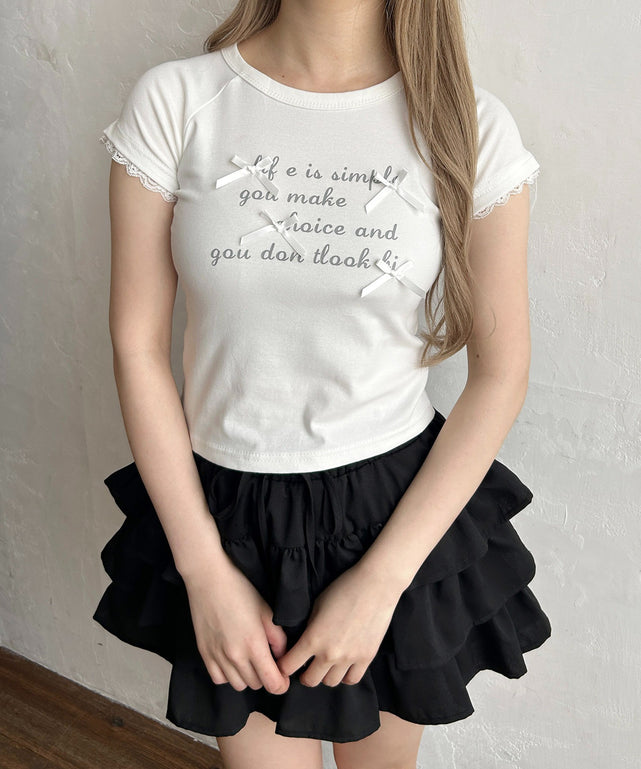 ランダムリボンチビTシャツ/ホワイト モデル：160㎝ F着用