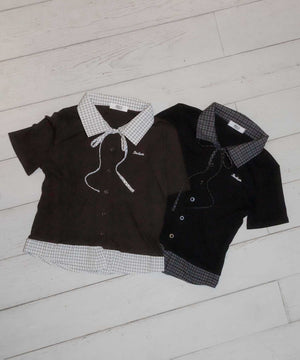 リボンブラウスドッキングTシャツ