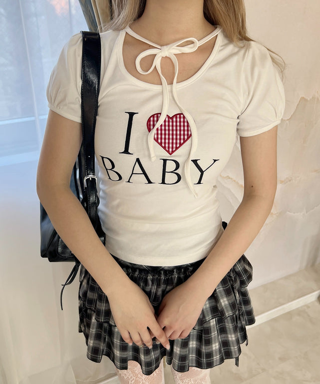 アイラブbabyチョーカーT/ホワイト モデル：160㎝ F着用
