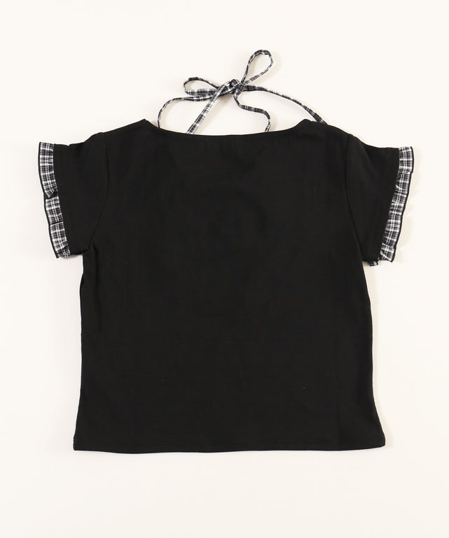 チェックレイヤードチョーカーTシャツ