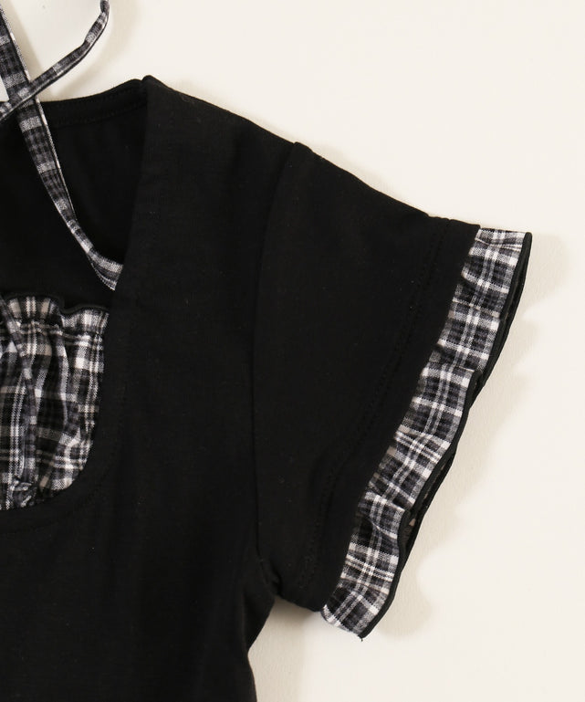 チェックレイヤードチョーカーTシャツ