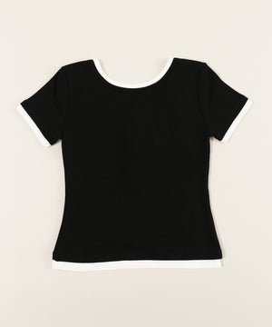 フェイクレイヤードヘンリーネックTシャツ