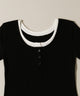 フェイクレイヤードヘンリーネックTシャツ
