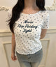 リトルフラワーワッフルTシャツ/ブルー モデル：155㎝ F着用