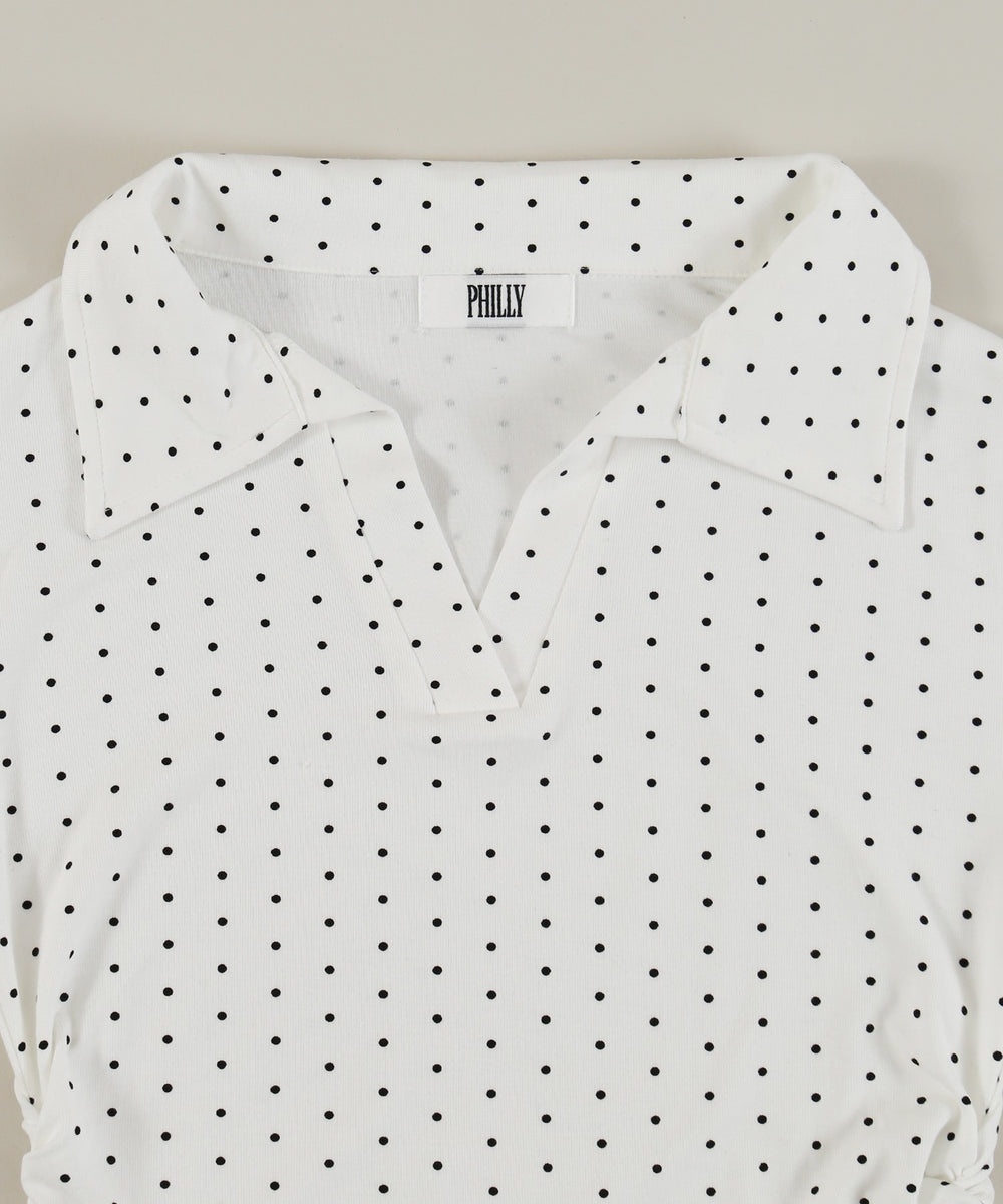 襟付きドットピチTシャツ