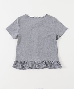 チェック配色リボンTシャツ