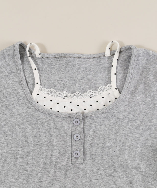 ドットキャミレイヤードTシャツ