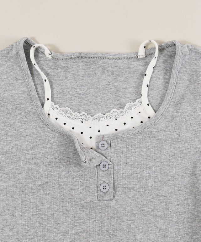 ドットキャミレイヤードTシャツ