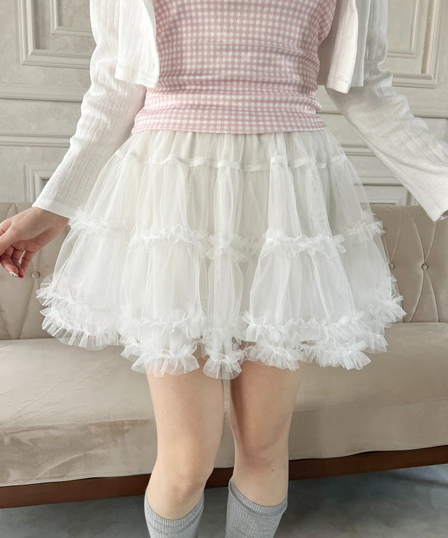 チュチュミニスカート/ホワイト モデル：160㎝ F着用
