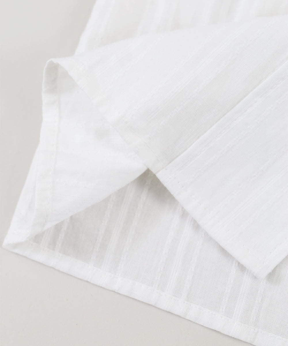 ダブルボタン丸襟長袖シャツ