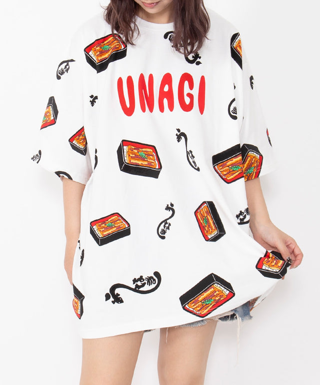 【新サイズ】うなぎ総柄Tシャツ/身長:160cm サイズ4