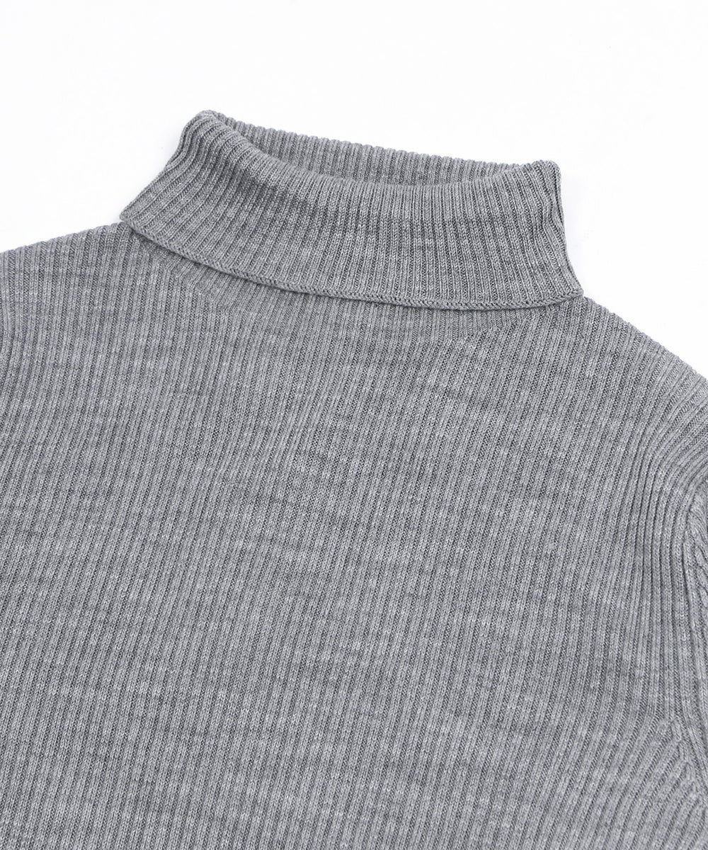 リブタートルネックニット