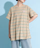 ボーダーパイルビッグTシャツ/身長：160cm　サイズ3