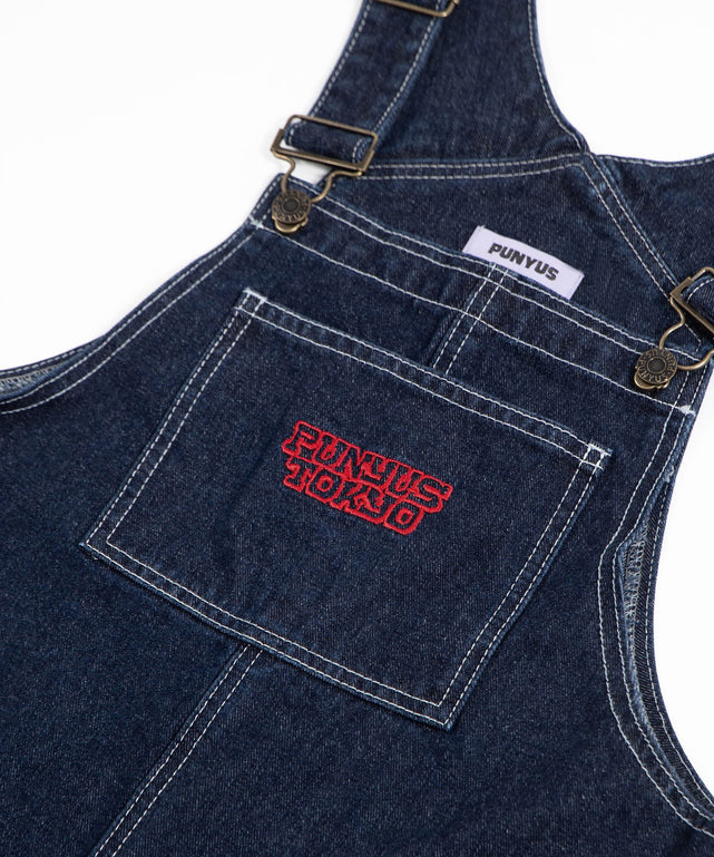ロゴ刺繍デニムオーバーオール