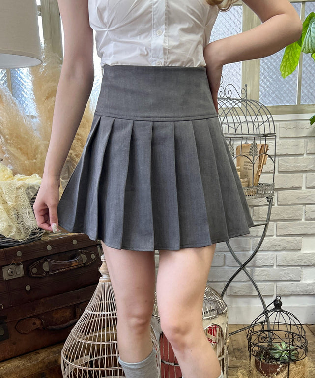 切り替えプリーツスカート/グレー モデル：160㎝ F着用