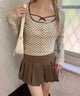 レースポイントキャミセットカーディガン/ベージュ モデル：160㎝ F着用