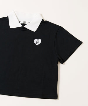 ハートワンポイント襟付きTシャツ