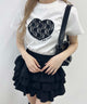 ハートレースワッペンTシャツ/ホワイト モデル：160㎝ F着用