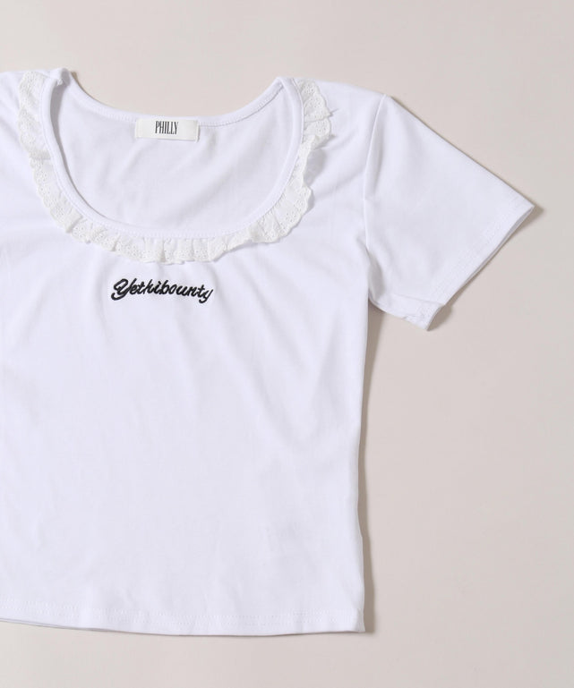 レースネックTシャツ