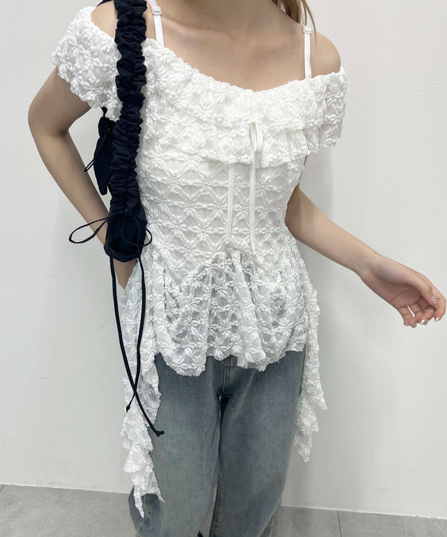 オフショルレースキャミワンピース/ホワイト モデル：157㎝ F着用