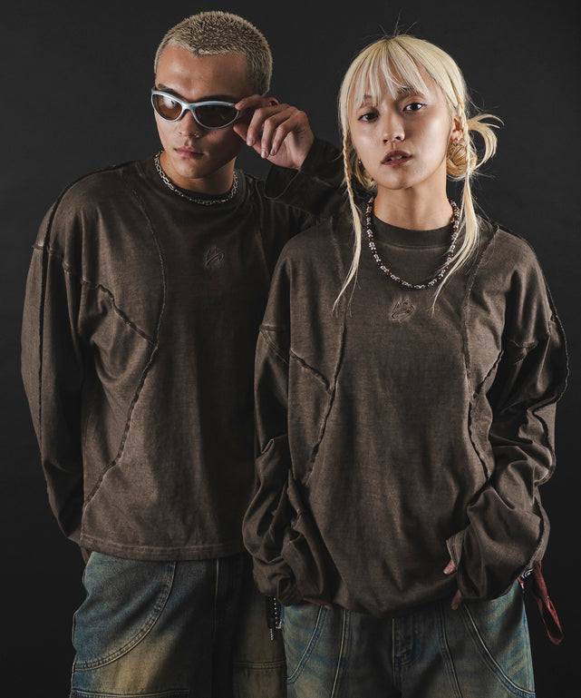 MA55IVE　コールドダイスウィッチングロゴT（LS）/ブラウン