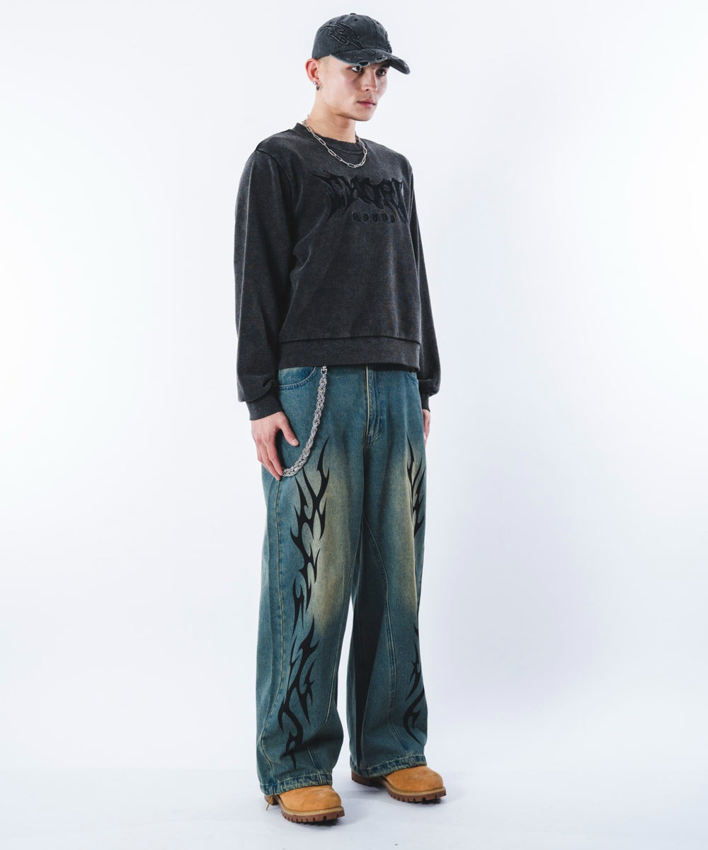デニム中濃加工 モデル：180cm L着用