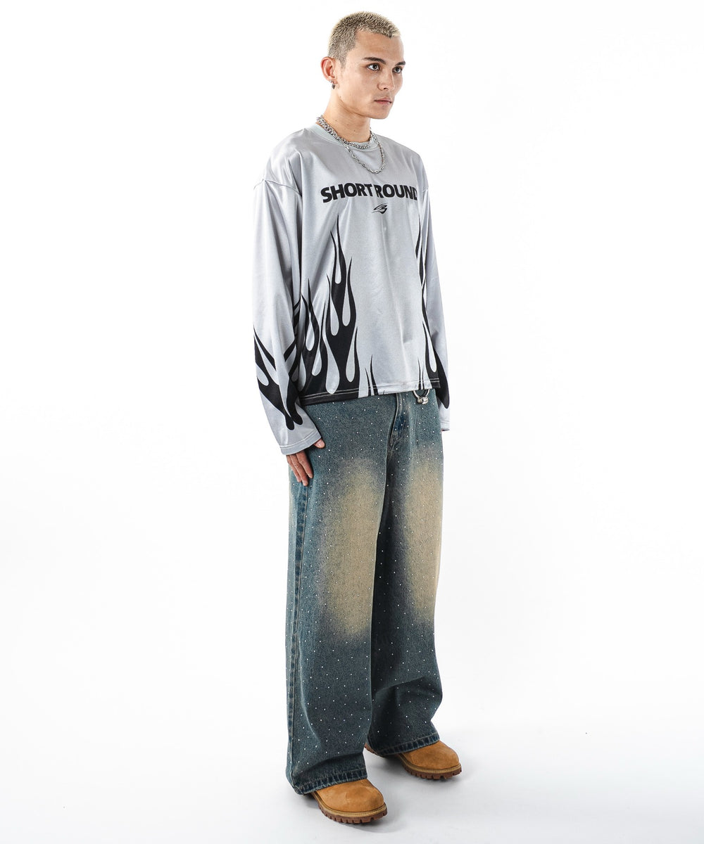 デニム中濃加工 モデル：180cm L着用